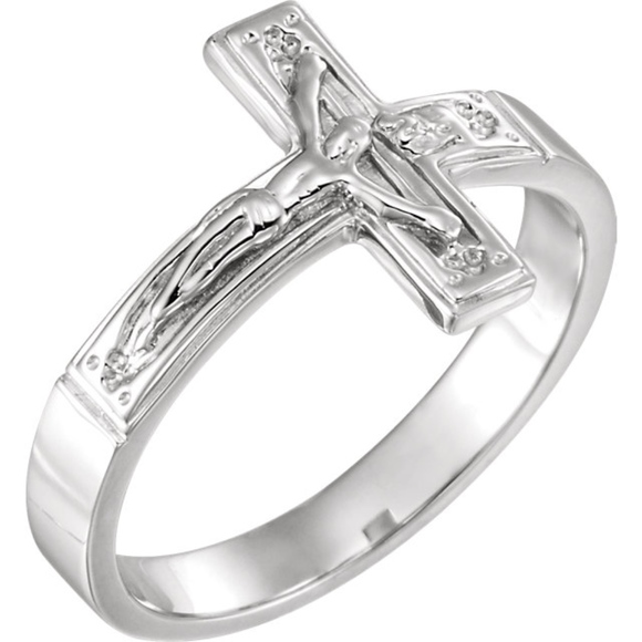 Crucifix Chastity Ring Sterling Silver - Picture 1 of 2